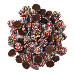 NASSAU CANDY DARK CHOCOLATE MINI NONPAREILS WITH RAINBOW SEEDS