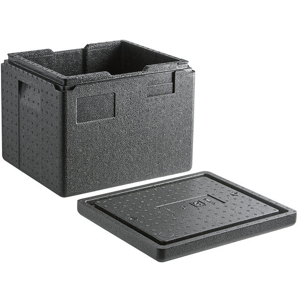 Cambro Cam GoBox® Black Half Size Top Loading EPP Insulated Food Pan Carrier - 8" Deep Half-Size Pan Max Capacity