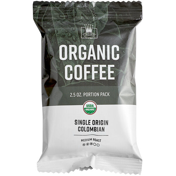 Crown Beverages Organic Single Origin Colombian Coffee Packet 2.5 oz. - 24/Case