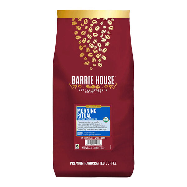 Barrie House Fair Trade Organic Morning Ritual Whole Bean Coffee 2 lb. - 6/Case