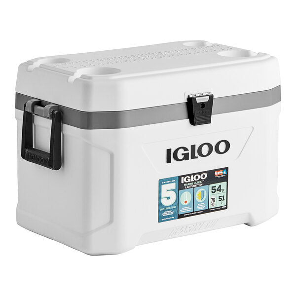 Igloo 50541 Marine Ultra 54 Qt. White Cooler with Comfort Grip Handles