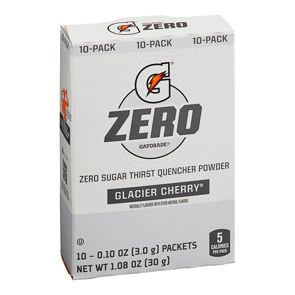 Gatorade Thirst Quencher Zero Sugar Glacier Cherry Sports Drink Powder Single Serve Stick - 120/Case