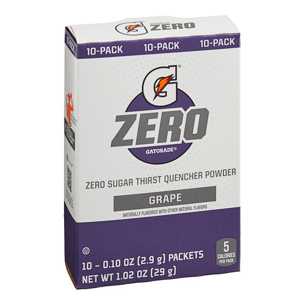 Gatorade Thirst Quencher Zero Sugar Grape Sports Drink Powder Single Serve Stick - 120/Case