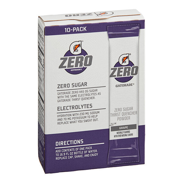 Gatorade Thirst Quencher Zero Sugar Grape Sports Drink Powder Single Serve Stick - 120/Case