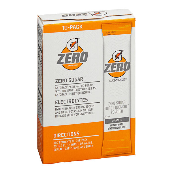 Gatorade Thirst Quencher Zero Sugar Orange Sports Drink Powder Single Serve Stick - 120/Case