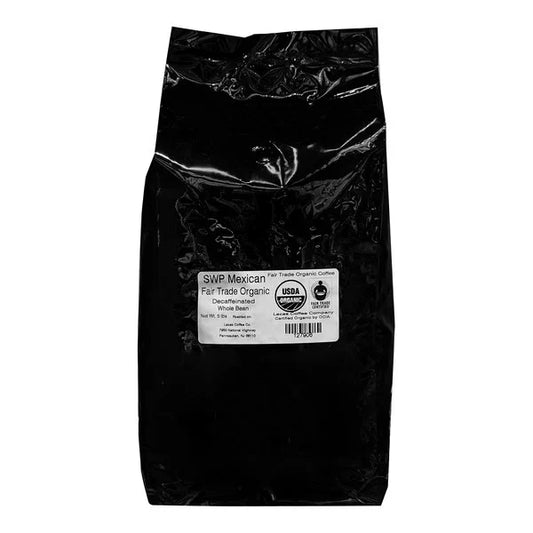 Lacas Coffee Fair Trade Organic Mexican Chiapas Swiss Water Process Decaf Whole Bean Coffee 5 lb. - 4/Case