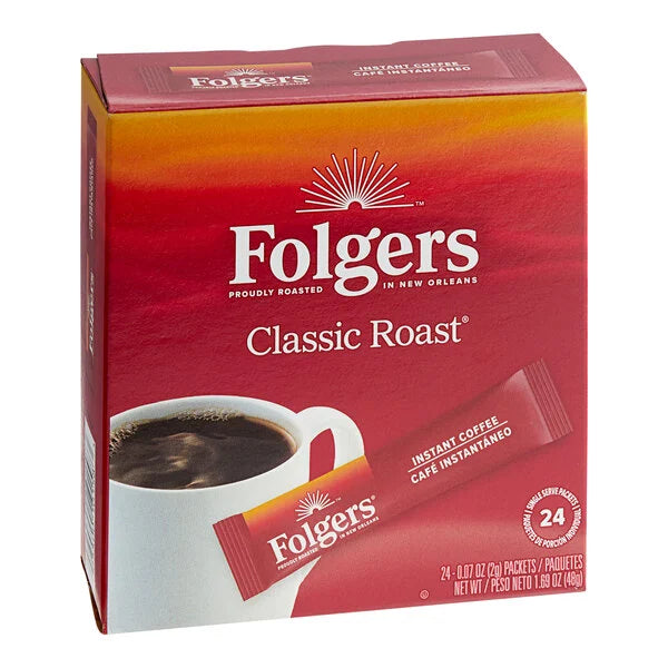 Folgers Classic Roast Instant Coffee Packets - 192/Case