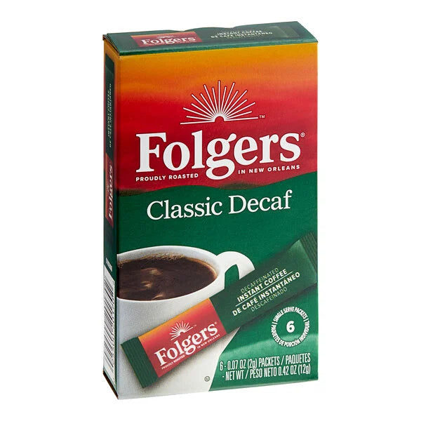 Folgers Classic Decaf Instant Coffee Packets - 72/Case