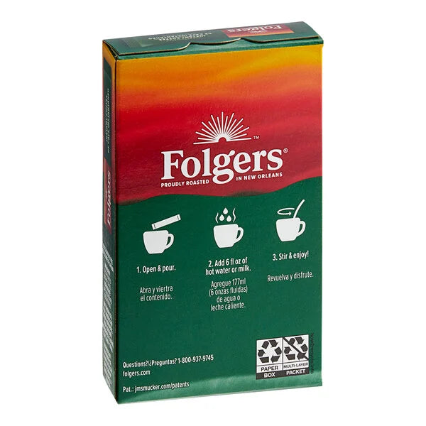 Folgers Classic Decaf Instant Coffee Packets - 72/Case