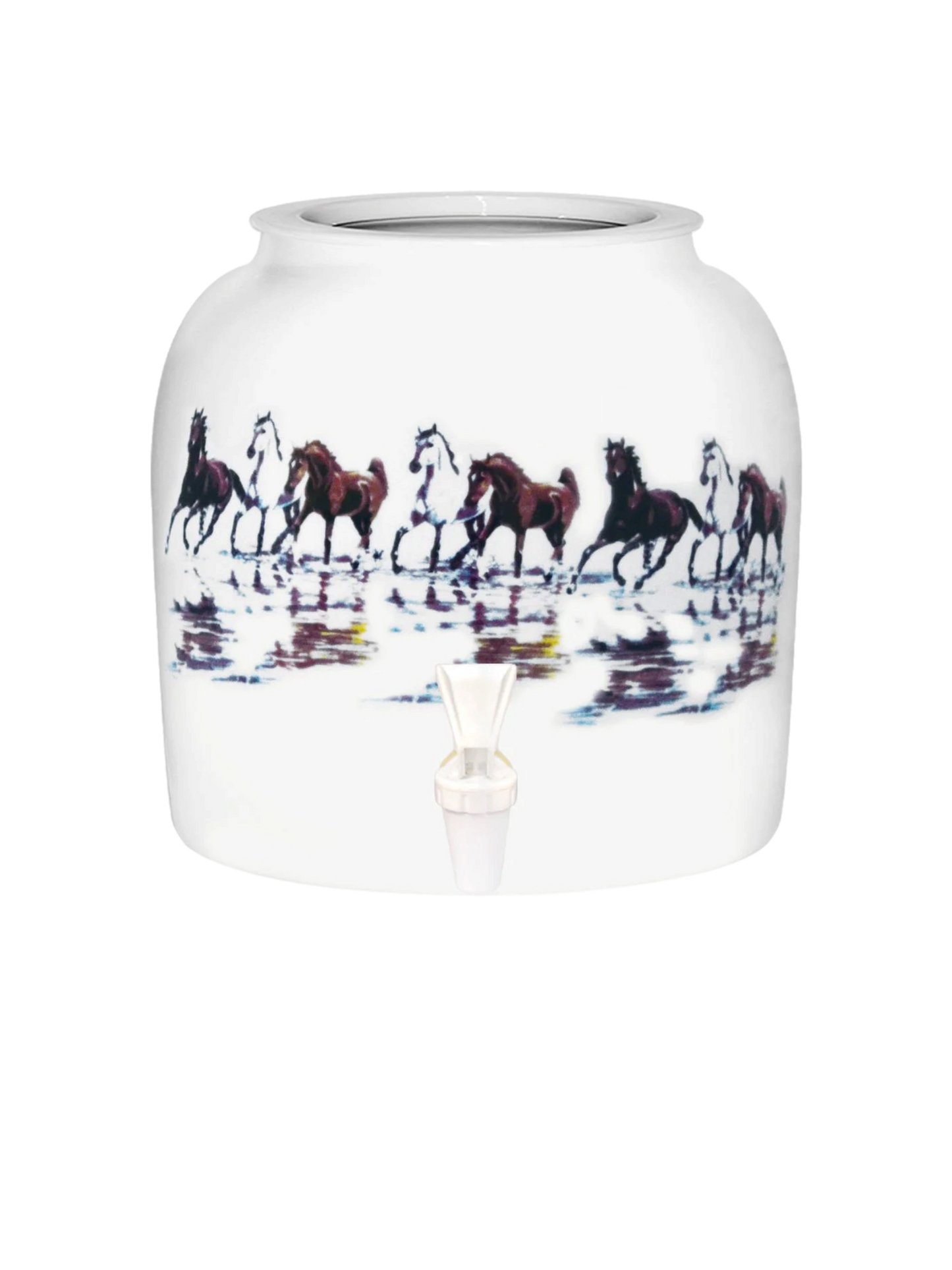 GEO Porcelain Ceramic Crock Water Dispenser - Horses