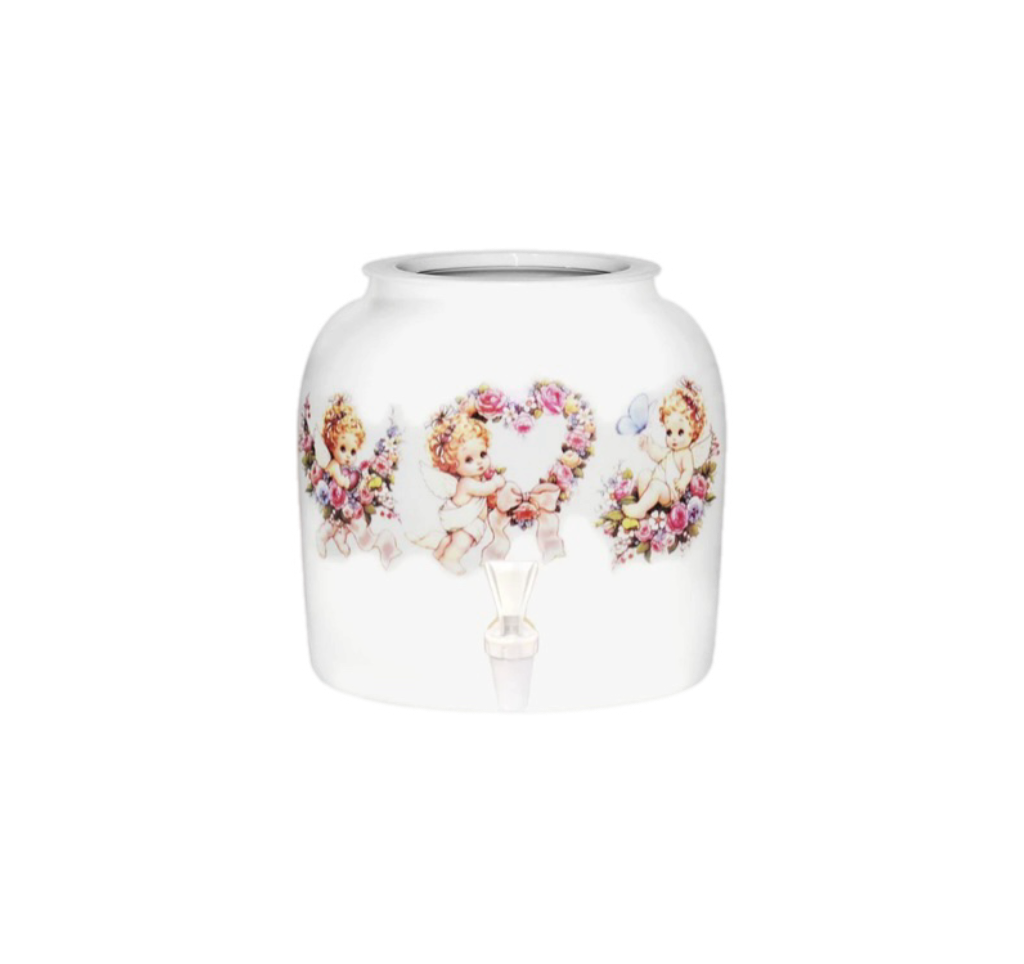 GEO Porcelain Ceramic Crock Water Dispenser - Floral Angels