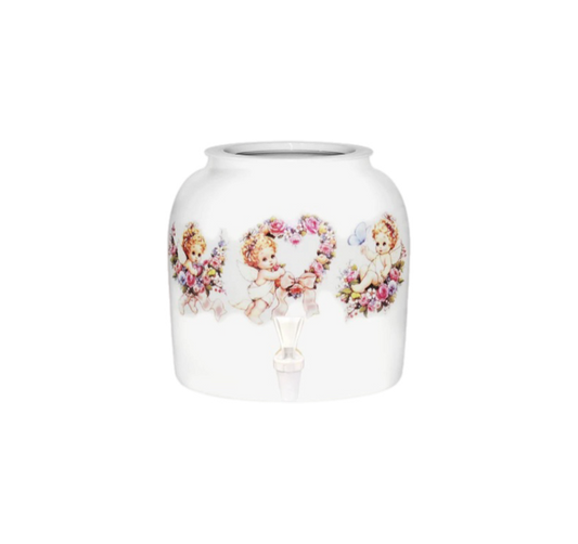 GEO Porcelain Ceramic Crock Water Dispenser - Floral Angels