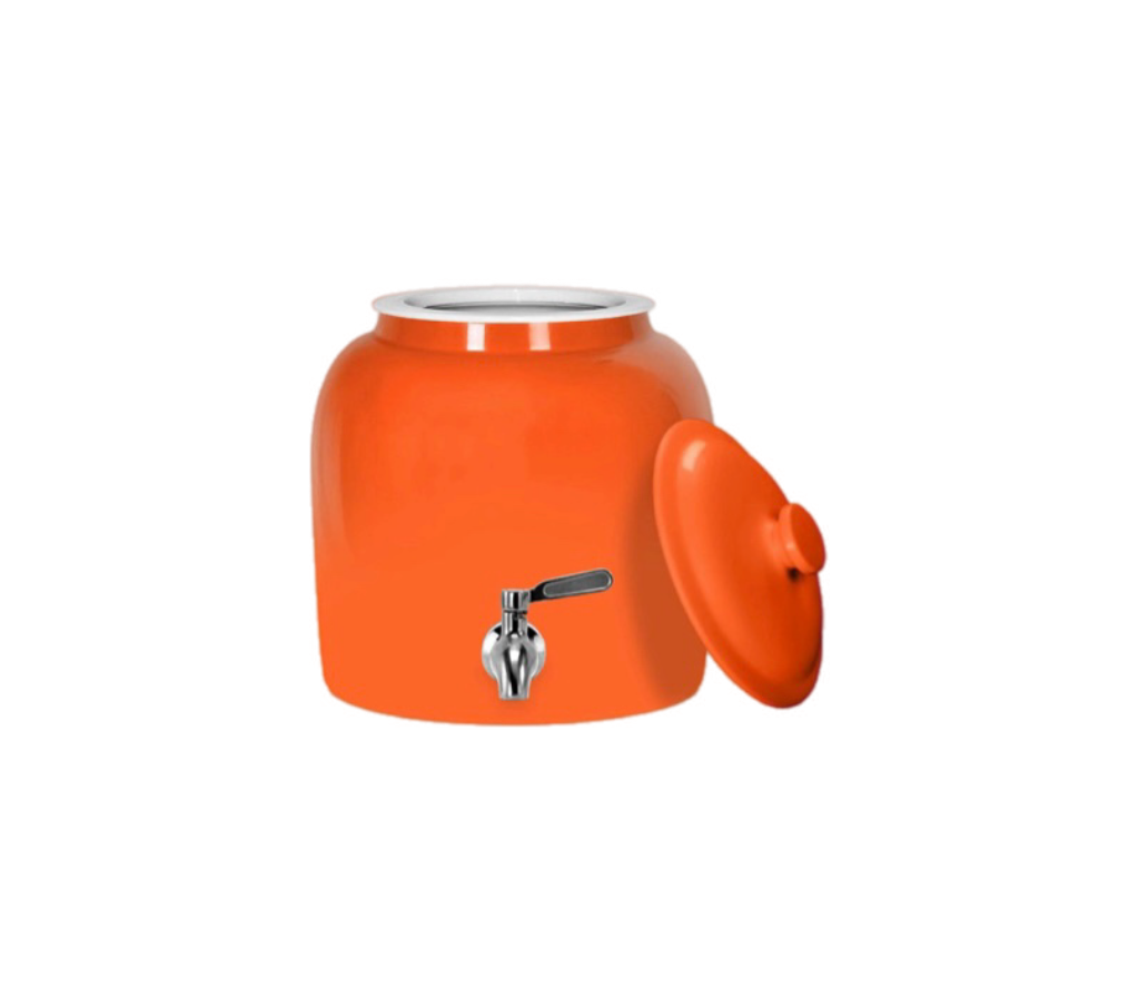 GEO Porcelain Ceramic Crock Water Dispenser - Orange