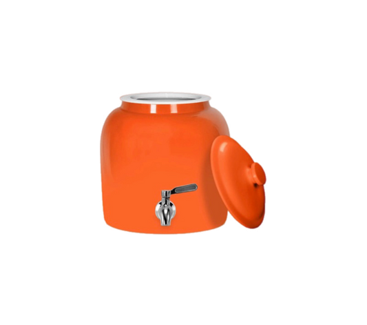 GEO Porcelain Ceramic Crock Water Dispenser - Orange