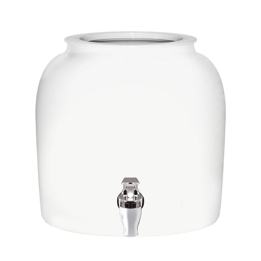 Brio Solid Porcelain Ceramic Water Dispenser Crock with Faucet - Lead Free (White)