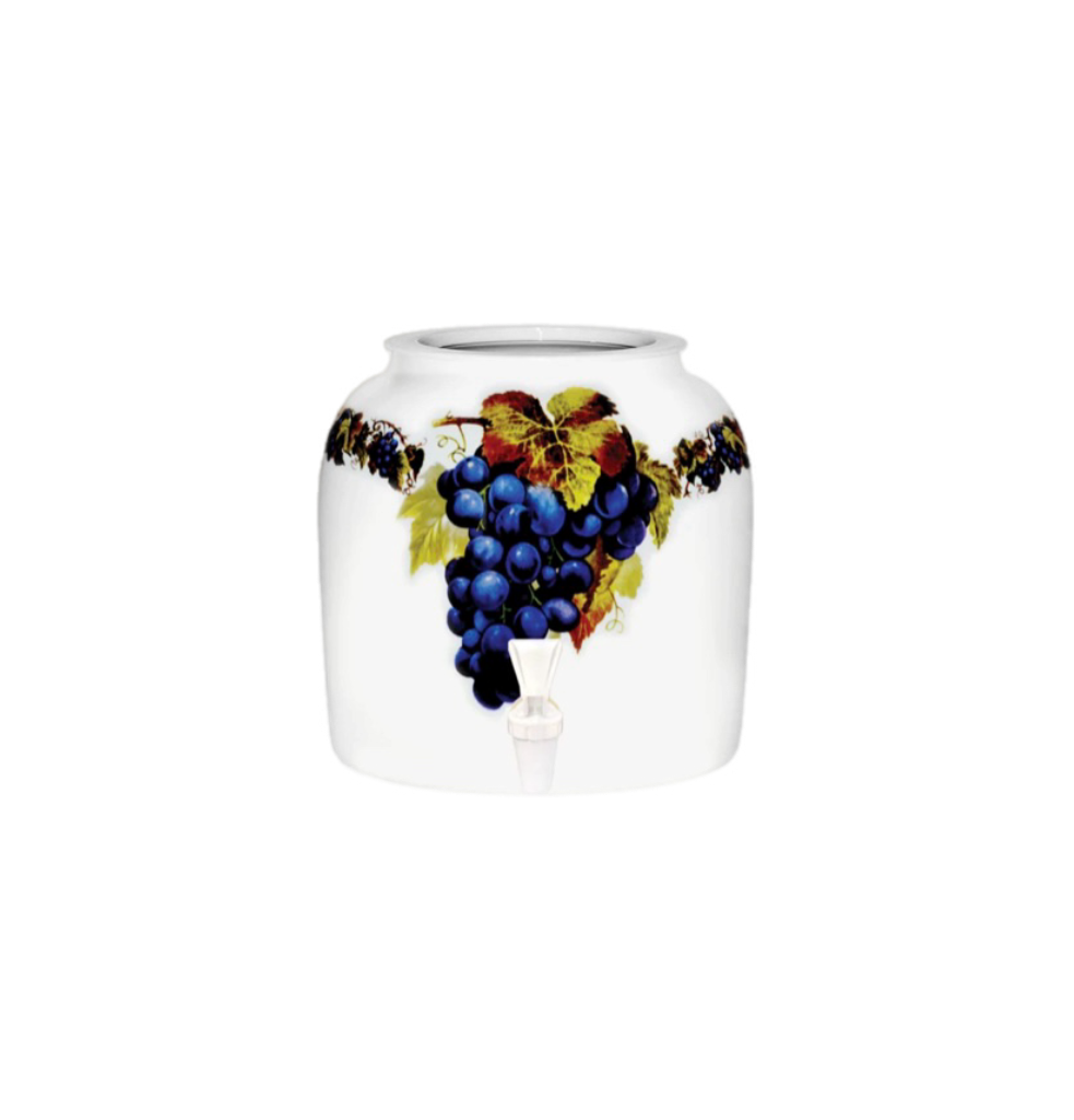 GEO Porcelain Ceramic Crock Water Dispenser - Grapes