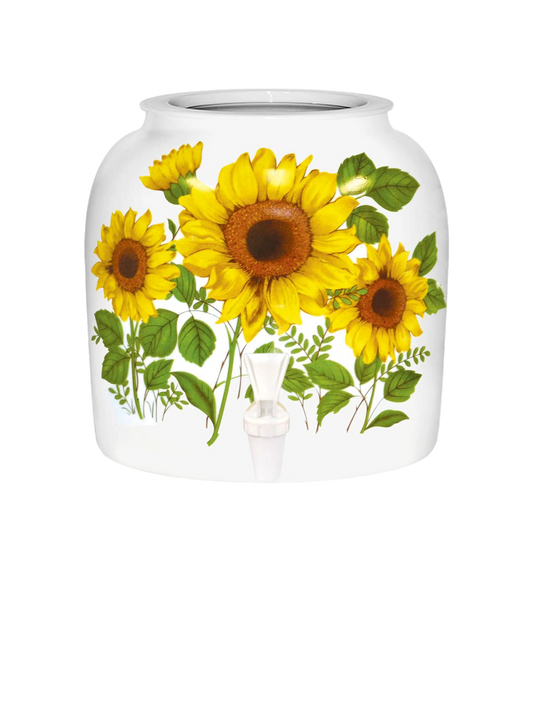 GEO Porcelain Ceramic Crock Water Dispenser - Sunflower